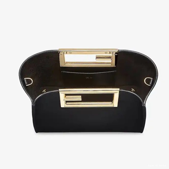 Affordable HOT In Fendi Calf Leather Bag Small Black Way 0322